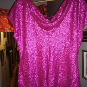 Pink sequin sleeveless shirt